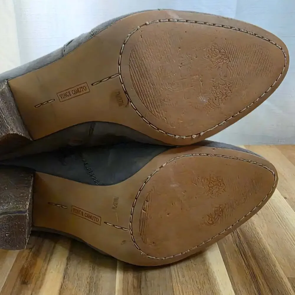 Vince Camuto Reeista Gray Suede Almond Toe Ankle Booties